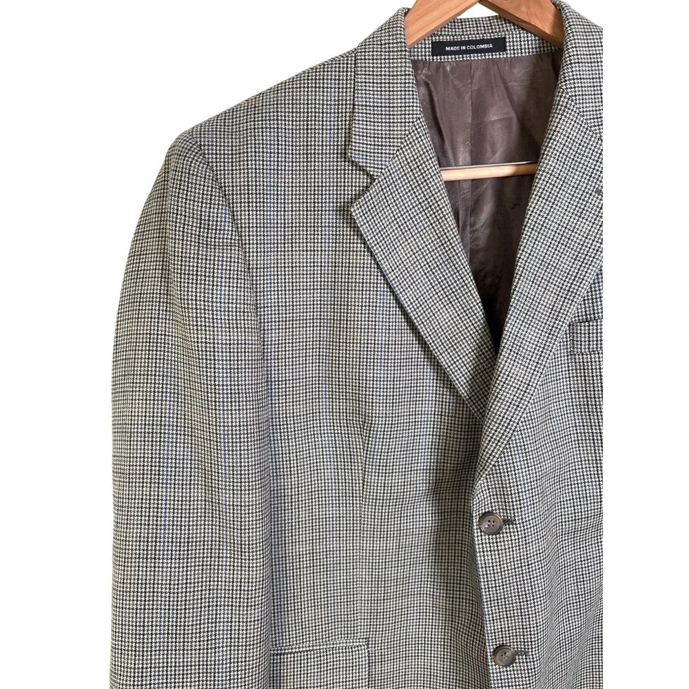Lauren Ralph Lauren Sz 46 Houndstooth Plaid Blazer Lined Silk Blend Sport‎ Coat